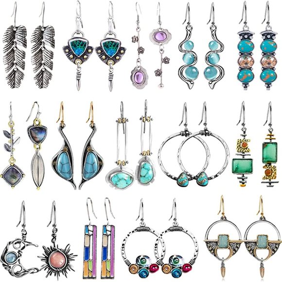 Accessories - 12-14 Pairs Drop Dangle Earrings for Women Boho Jewelry Waterdrop Earrings Set